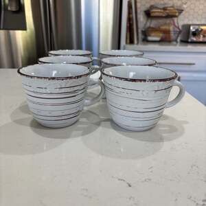 Pfaltzgraff Trellis White Coffee Mugs, Set of 6